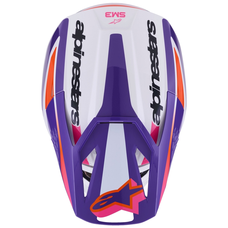 Motokros čelada Alpinestars S-M3 Heat bela-vijolična-roza