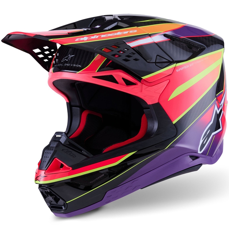 Motokros čelada Alpinestars Supertech S-M10 Era roza-vijolična-fluo rumena