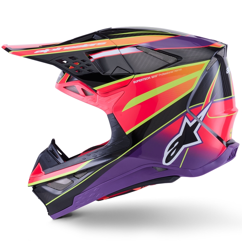 Motokros čelada Alpinestars Supertech S-M10 Era roza-vijolična-fluo rumena
