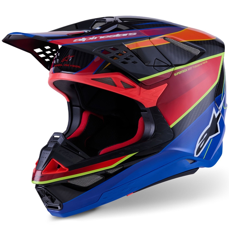 Motokros čelada Alpinestars Supertech S-M10 Era modro-rdeče-fluo rumena