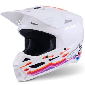 Motokros čelada Alpinestars S-M3 Force bela-rumena-roza-vijolična