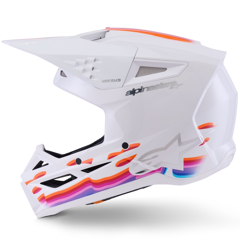 Motokros čelada Alpinestars S-M3 Force bela-rumena-roza-vijolična