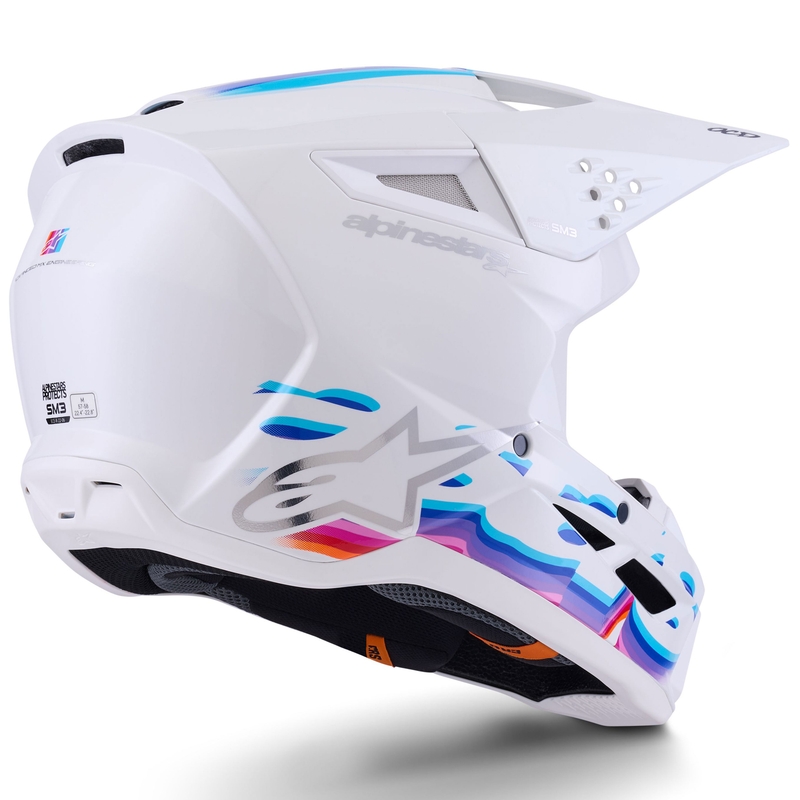 Motokros čelada Alpinestars S-M3 Force bela-rumena-roza-vijolična