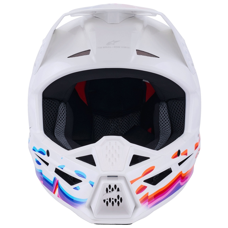 Motokros čelada Alpinestars S-M3 Force bela-rumena-roza-vijolična