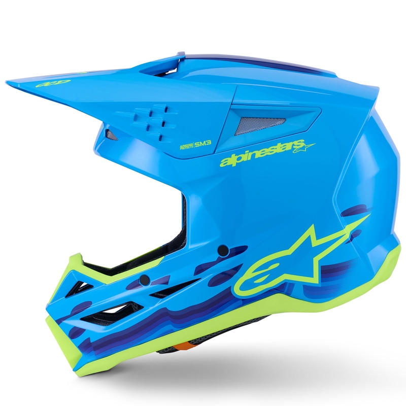 Motokros čelada Alpinestars S-M3 Force modro-fluo rumena