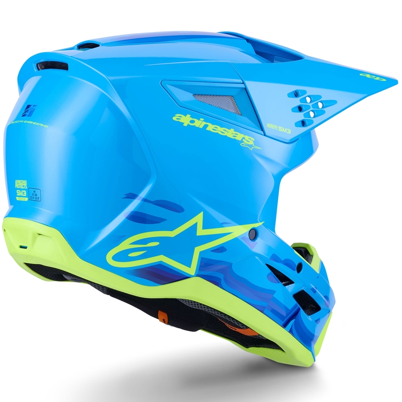 Motokros čelada Alpinestars S-M3 Force modro-fluo rumena