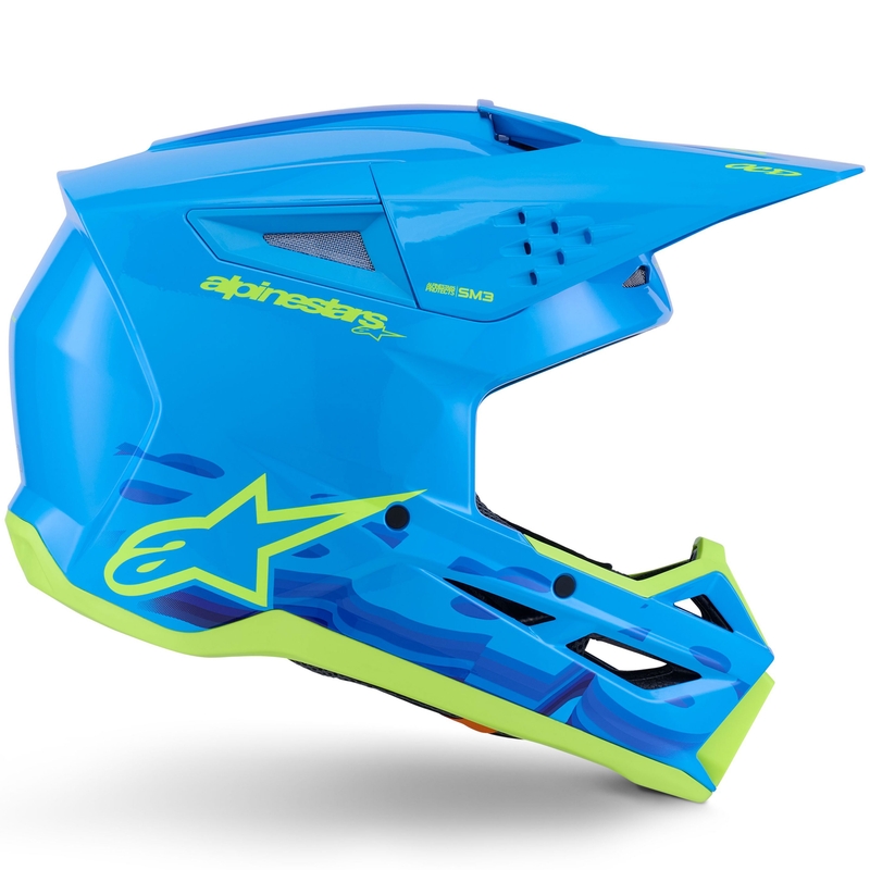 Motokros čelada Alpinestars S-M3 Force modro-fluo rumena