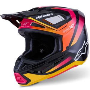 Motokros čelada Alpinestars SM7 Rise črno-rumeno-fluo roza