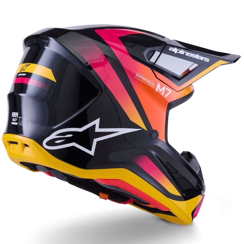 Motokros čelada Alpinestars SM7 Rise črno-rumeno-fluo roza