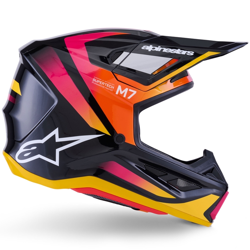 Motokros čelada Alpinestars SM7 Rise črno-rumeno-fluo roza