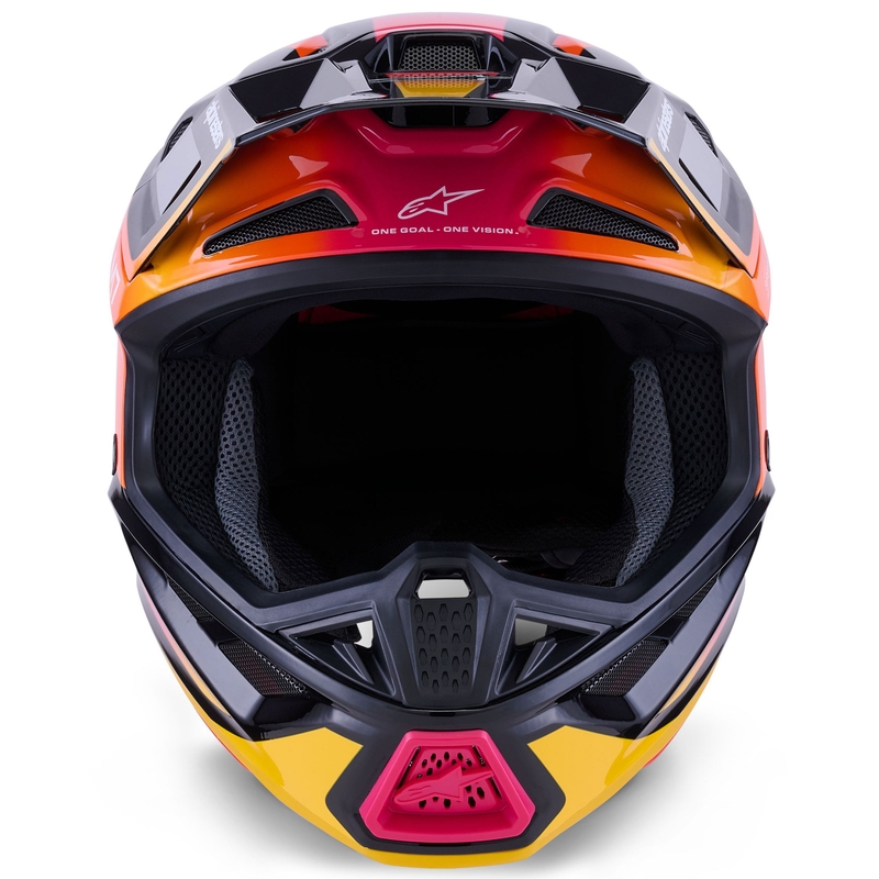 Motokros čelada Alpinestars SM7 Rise črno-rumeno-fluo roza