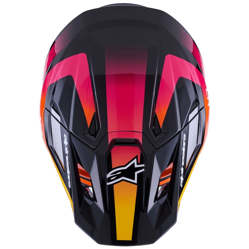 Motokros čelada Alpinestars SM7 Rise črno-rumeno-fluo roza