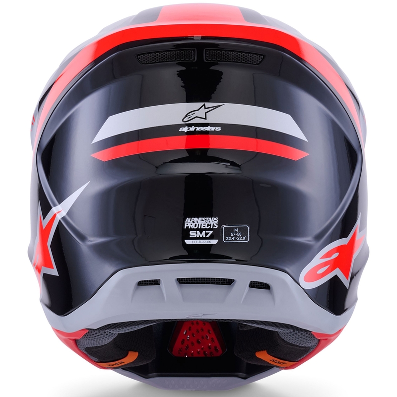 Motokros čelada Alpinestars SM7 Rise črno-srebrno-fluo rdeča