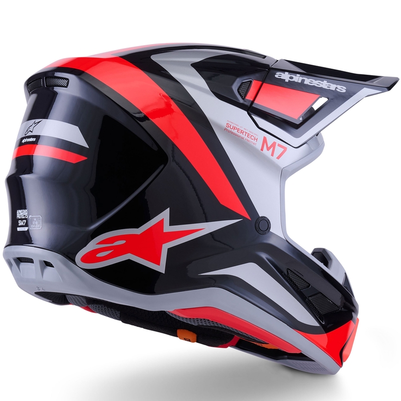 Motokros čelada Alpinestars SM7 Rise črno-srebrno-fluo rdeča