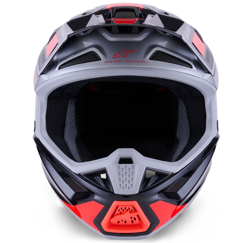 Motokros čelada Alpinestars SM7 Rise črno-srebrno-fluo rdeča