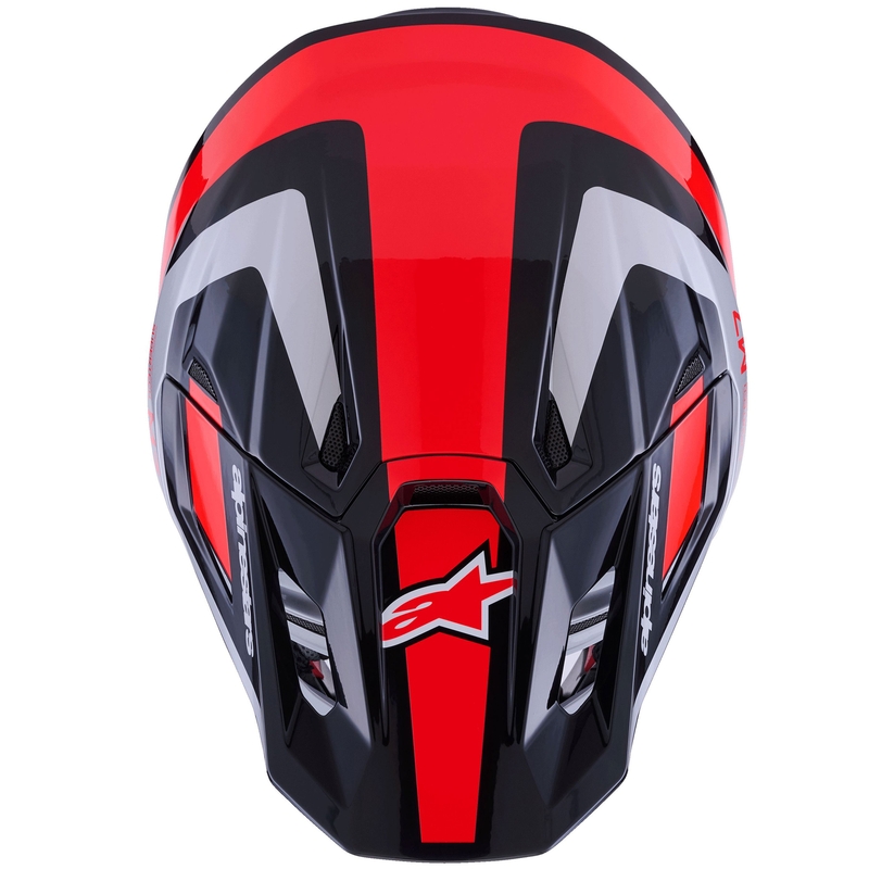 Motokros čelada Alpinestars SM7 Rise črno-srebrno-fluo rdeča