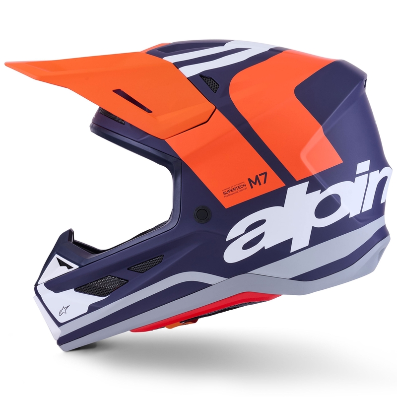 Motokros čelada Alpinestars SM7 Core mat oranžno-modro-bela