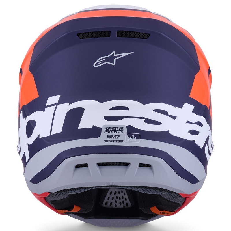 Motokros čelada Alpinestars SM7 Core mat oranžno-modro-bela