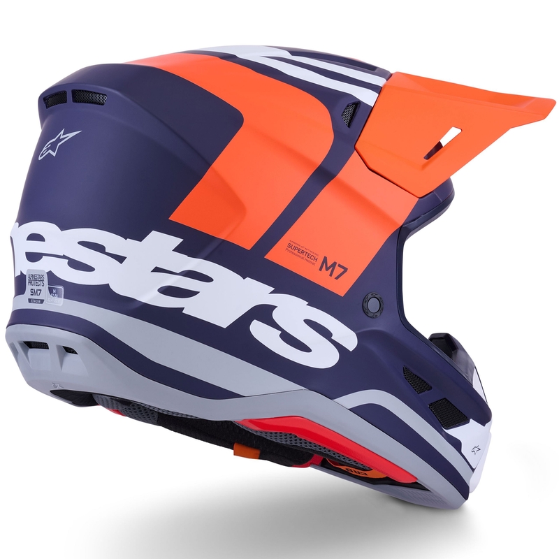 Motokros čelada Alpinestars SM7 Core mat oranžno-modro-bela