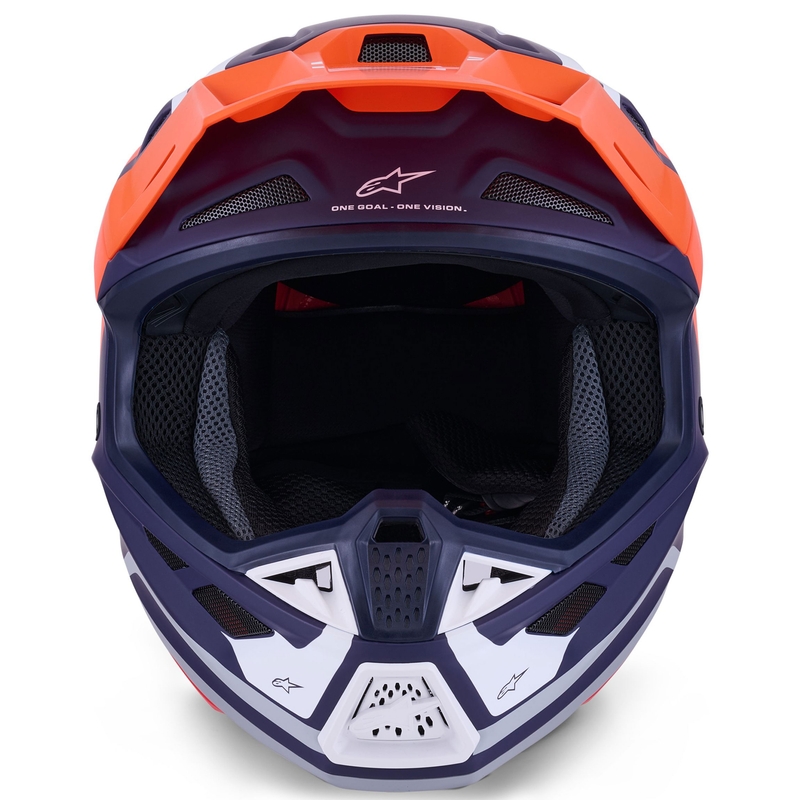 Motokros čelada Alpinestars SM7 Core mat oranžno-modro-bela