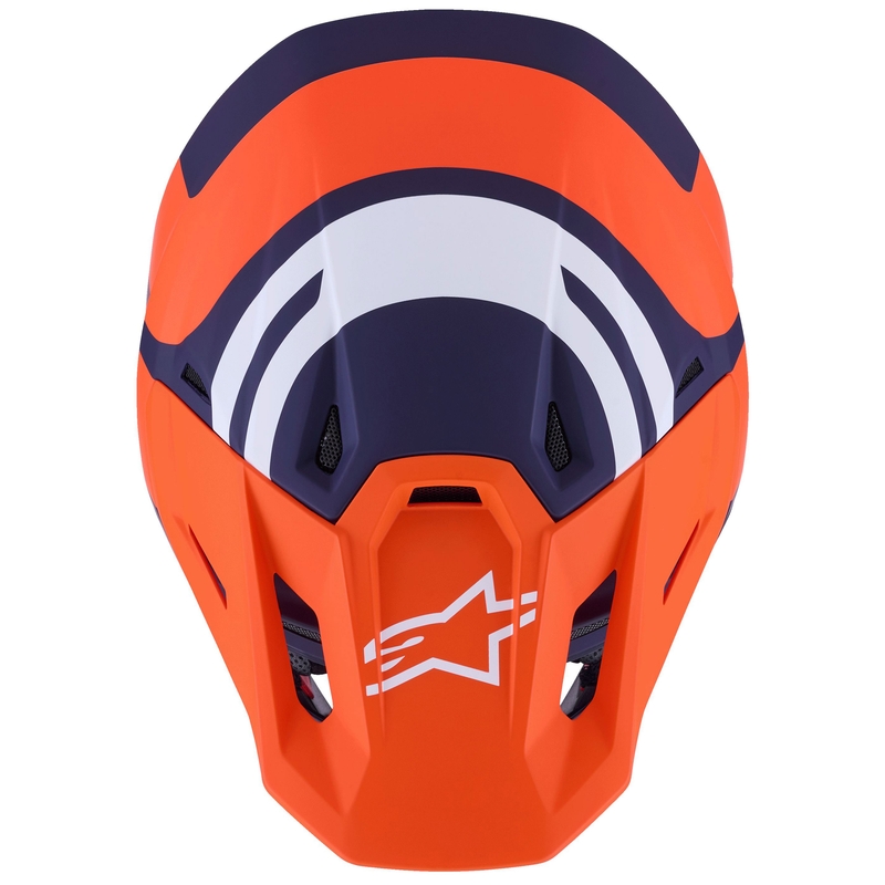 Motokros čelada Alpinestars SM7 Core mat oranžno-modro-bela