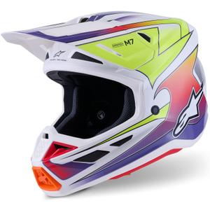 Motokros čelada Alpinestars SM7 Fuse bela-fluo rumena-vijolična
