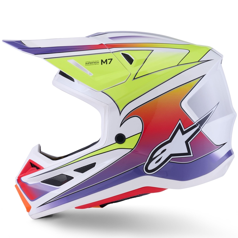 Motokros čelada Alpinestars SM7 Fuse bela-fluo rumena-vijolična