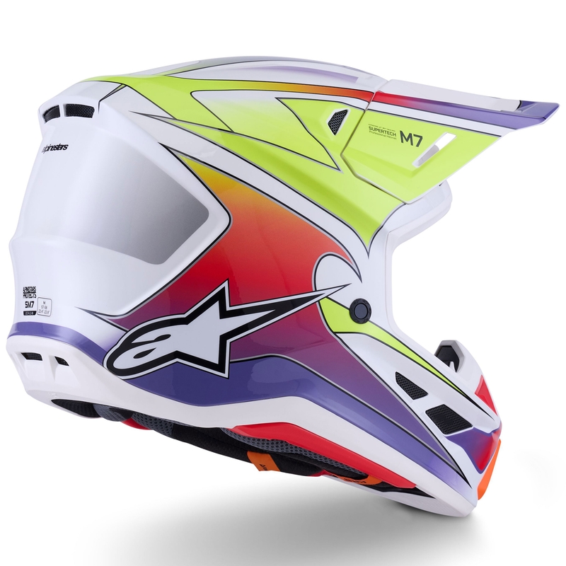 Motokros čelada Alpinestars SM7 Fuse bela-fluo rumena-vijolična