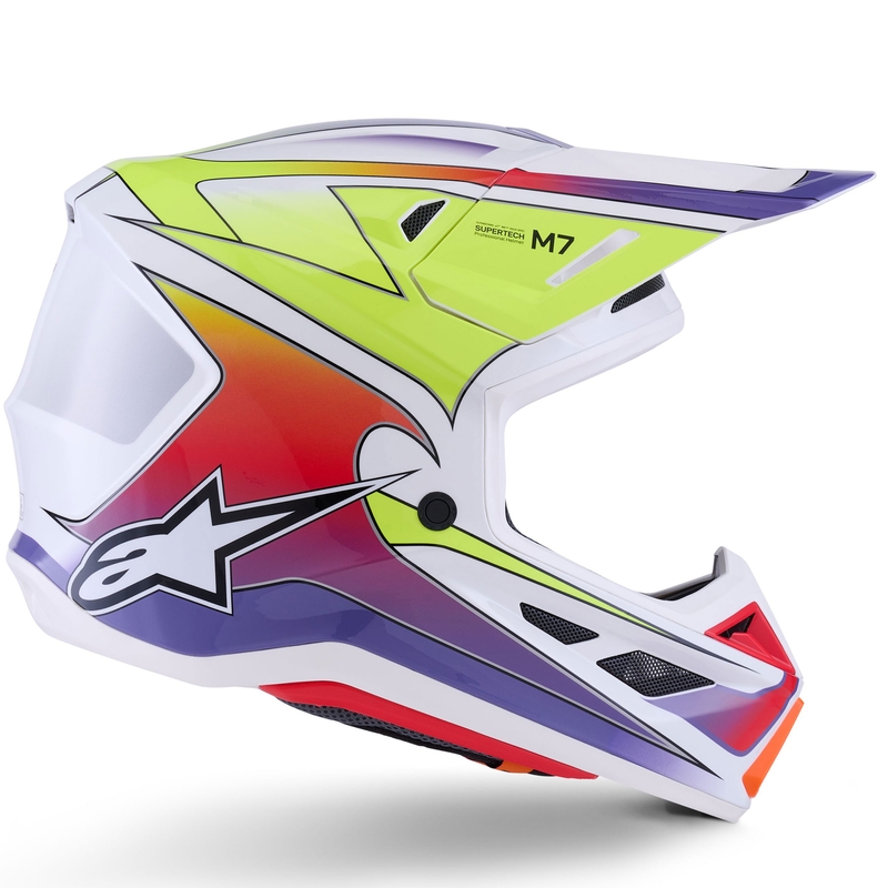 Motokros čelada Alpinestars SM7 Fuse bela-fluo rumena-vijolična