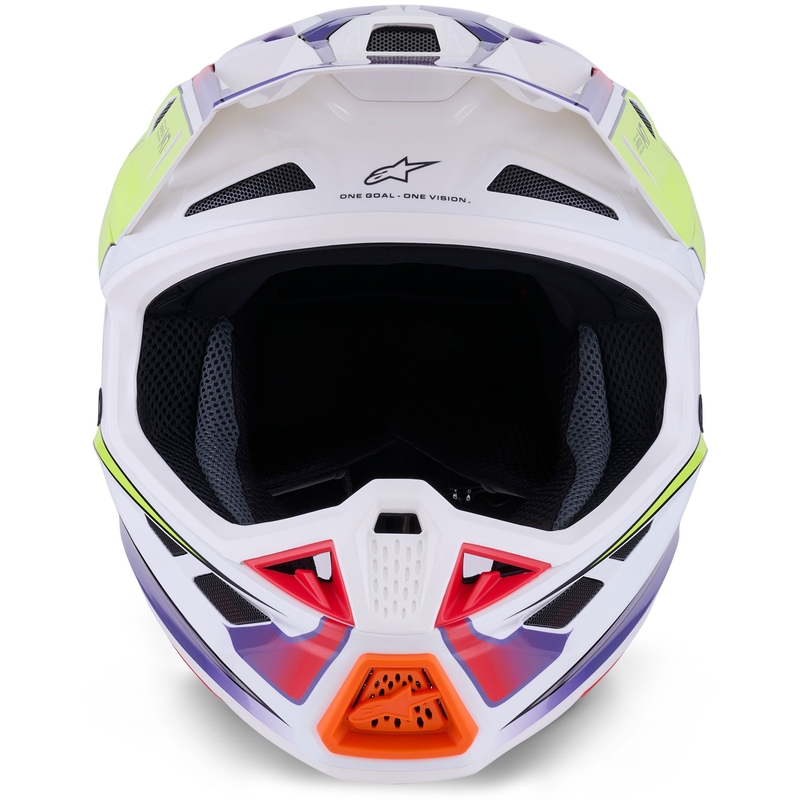 Motokros čelada Alpinestars SM7 Fuse bela-fluo rumena-vijolična