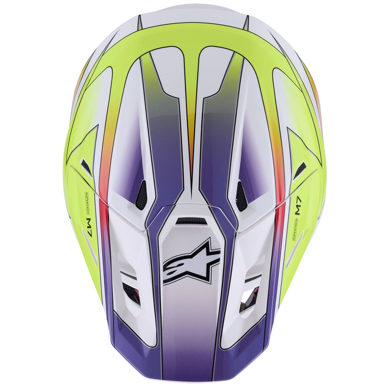 Motokros čelada Alpinestars SM7 Fuse bela-fluo rumena-vijolična