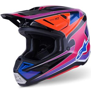 Motokros čelada Alpinestars SM7 Fuse modro-vijolično-roza