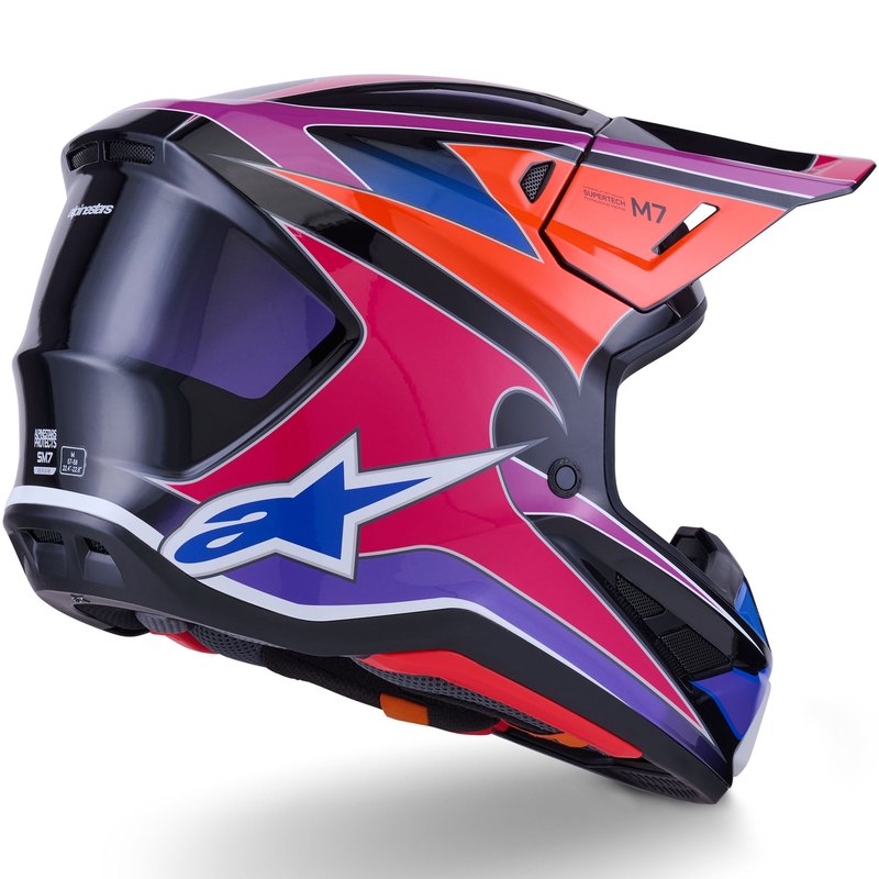Motokros čelada Alpinestars SM7 Fuse modro-vijolično-roza