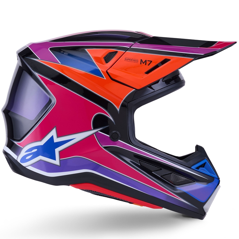 Motokros čelada Alpinestars SM7 Fuse modro-vijolično-roza