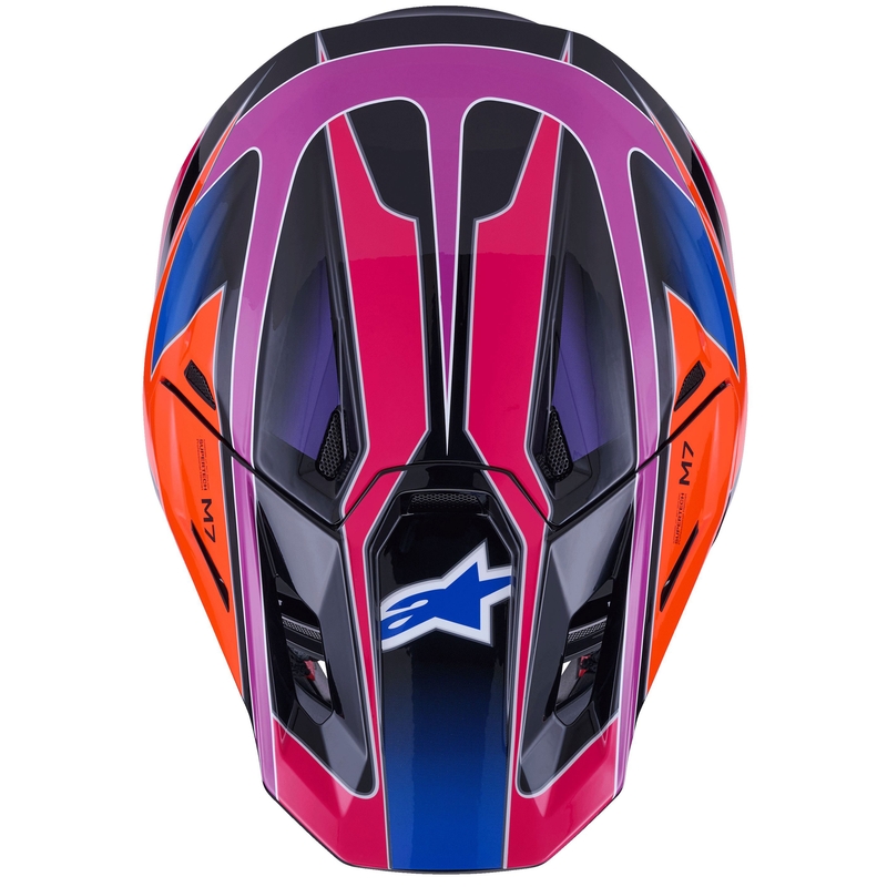 Motokros čelada Alpinestars SM7 Fuse modro-vijolično-roza