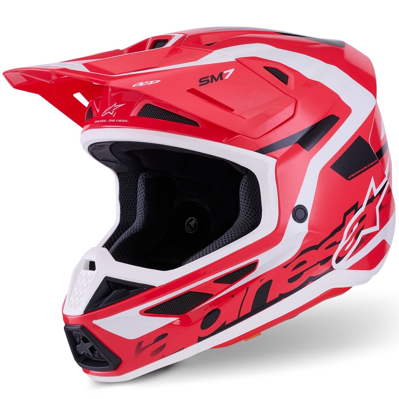 Motokros čelada Alpinestars SM7 Deed rdeče-črno-bela