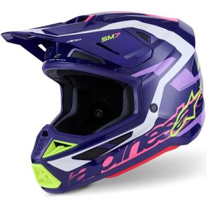 Motokros čelada Alpinestars SM7 Deed vijolično-roza-bela-fluo rumena