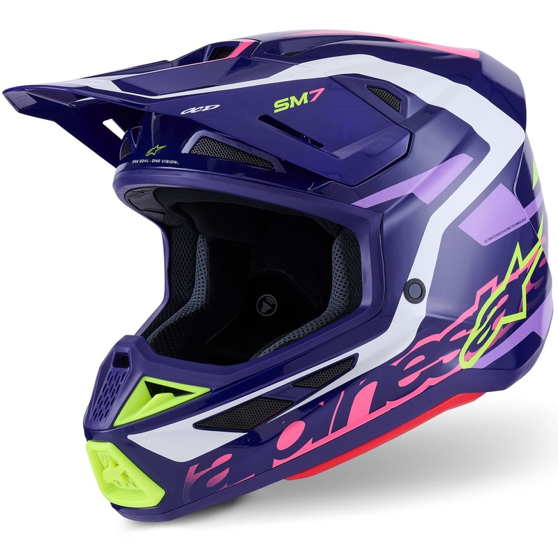 Motokros čelada Alpinestars SM7 Deed vijolično-roza-bela-fluo rumena