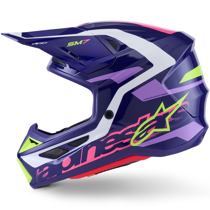 Motokros čelada Alpinestars SM7 Deed vijolično-roza-bela-fluo rumena