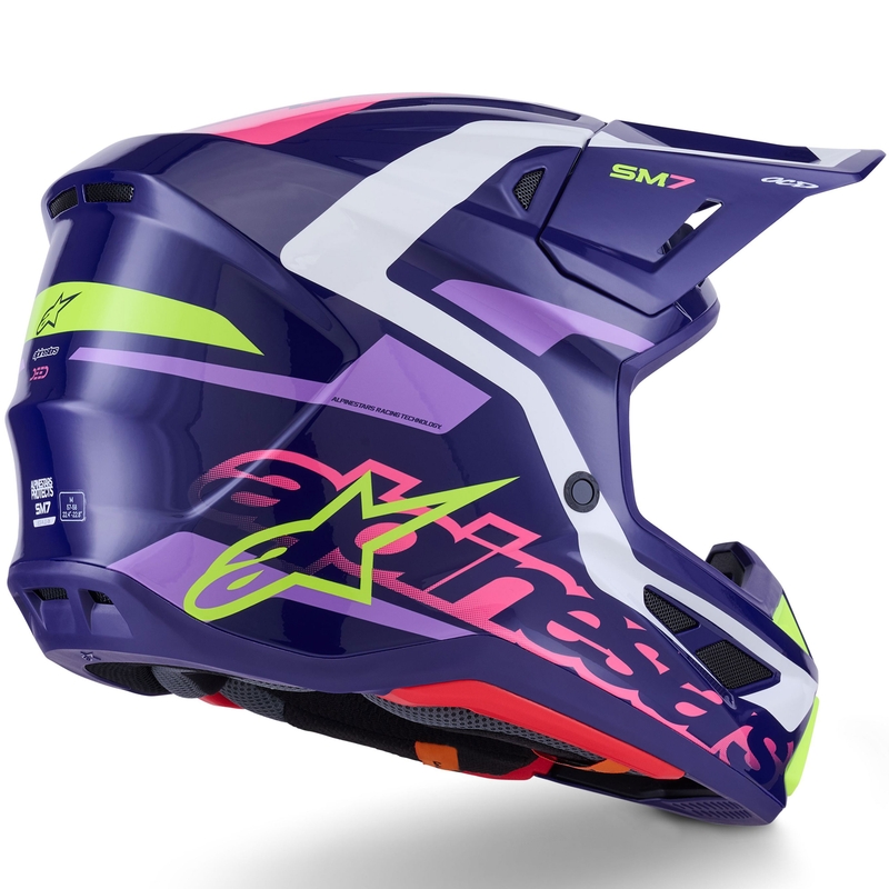 Motokros čelada Alpinestars SM7 Deed vijolično-roza-bela-fluo rumena
