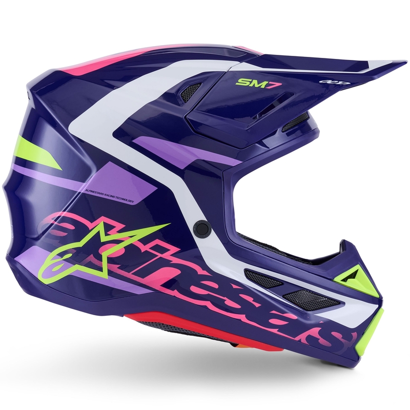 Motokros čelada Alpinestars SM7 Deed vijolično-roza-bela-fluo rumena
