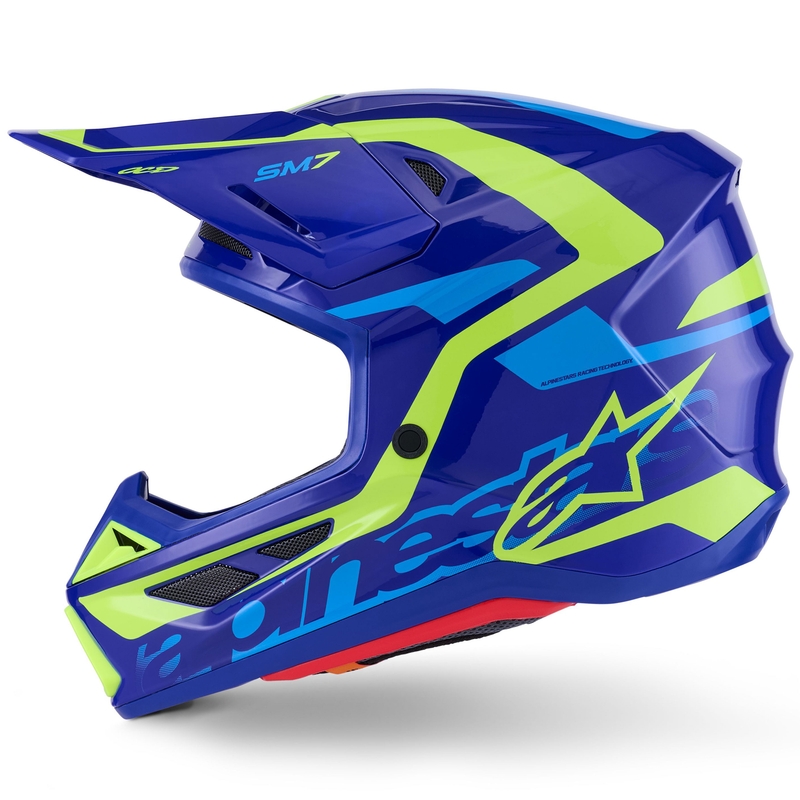 Motokros čelada Alpinestars SM7 Deed modro-fluo rumena