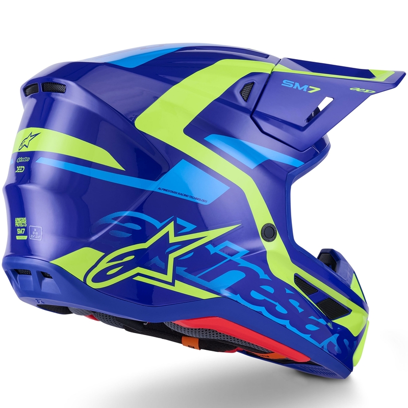 Motokros čelada Alpinestars SM7 Deed modro-fluo rumena