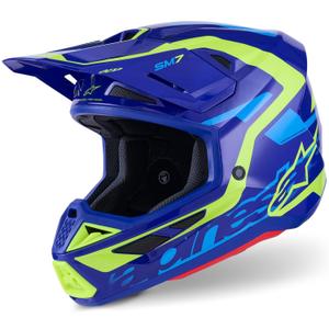 Motokros čelada Alpinestars SM7 Deed modro-fluo rumena