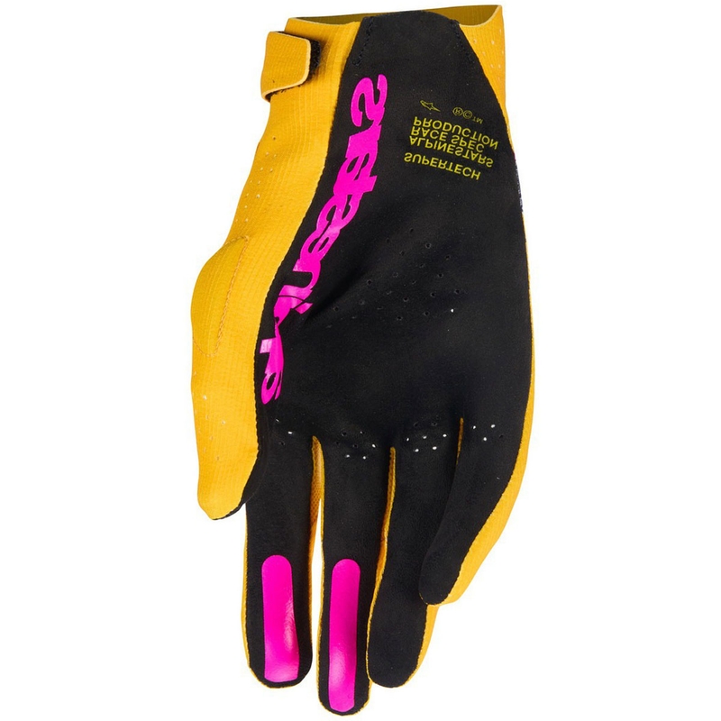 Rokavice za motokros Alpinestars Supertech MX zlato-črne-fluo roza