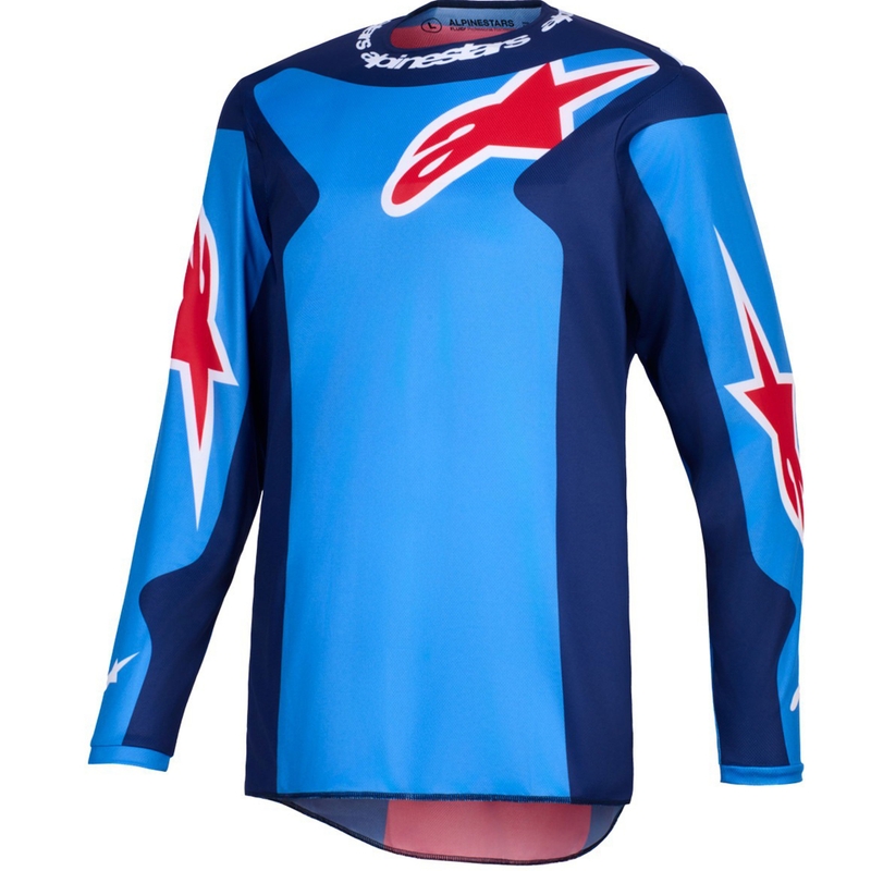 Motokros dres Alpinestars Fluid Grid modro-rdeč