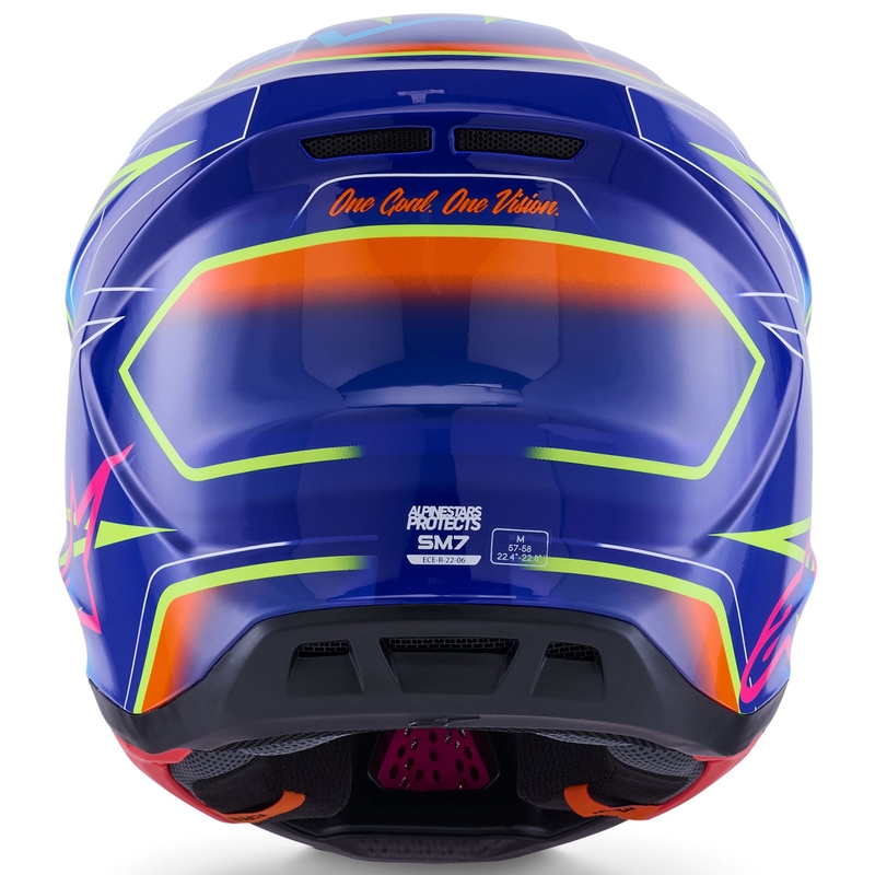 Motokros čelada Alpinestars SM7 Cast modro-roza-fluo rumena