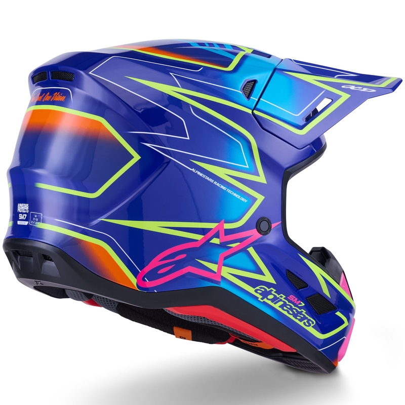 Motokros čelada Alpinestars SM7 Cast modro-roza-fluo rumena