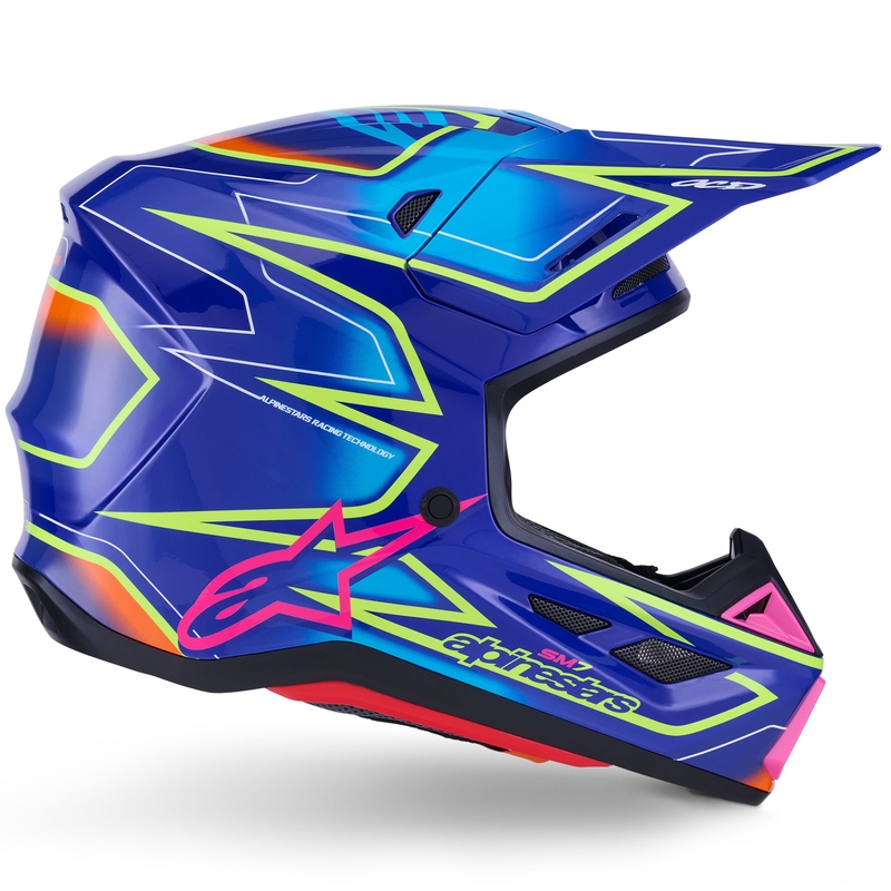 Motokros čelada Alpinestars SM7 Cast modro-roza-fluo rumena