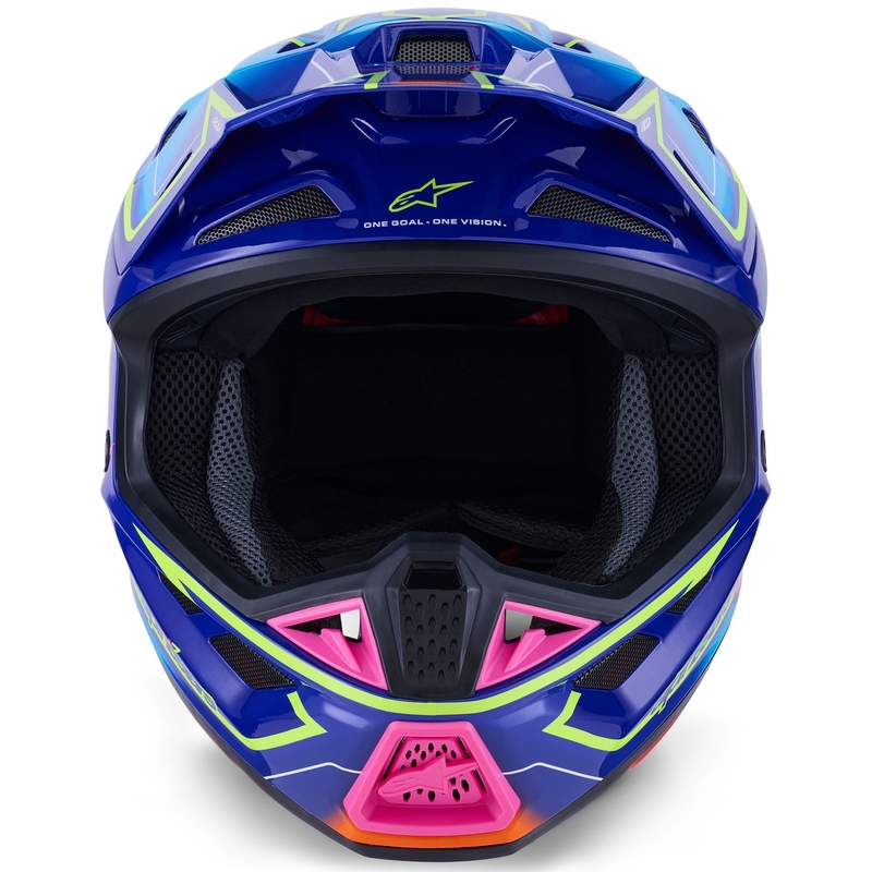 Motokros čelada Alpinestars SM7 Cast modro-roza-fluo rumena